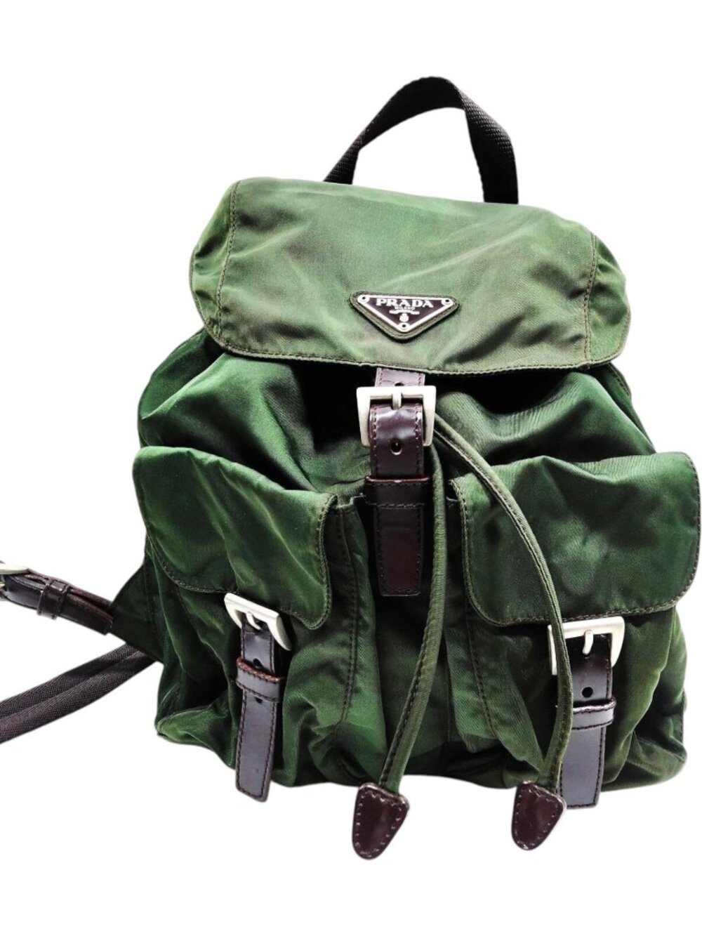 789260CR T3 Prada Backpack Bag Green Nylon